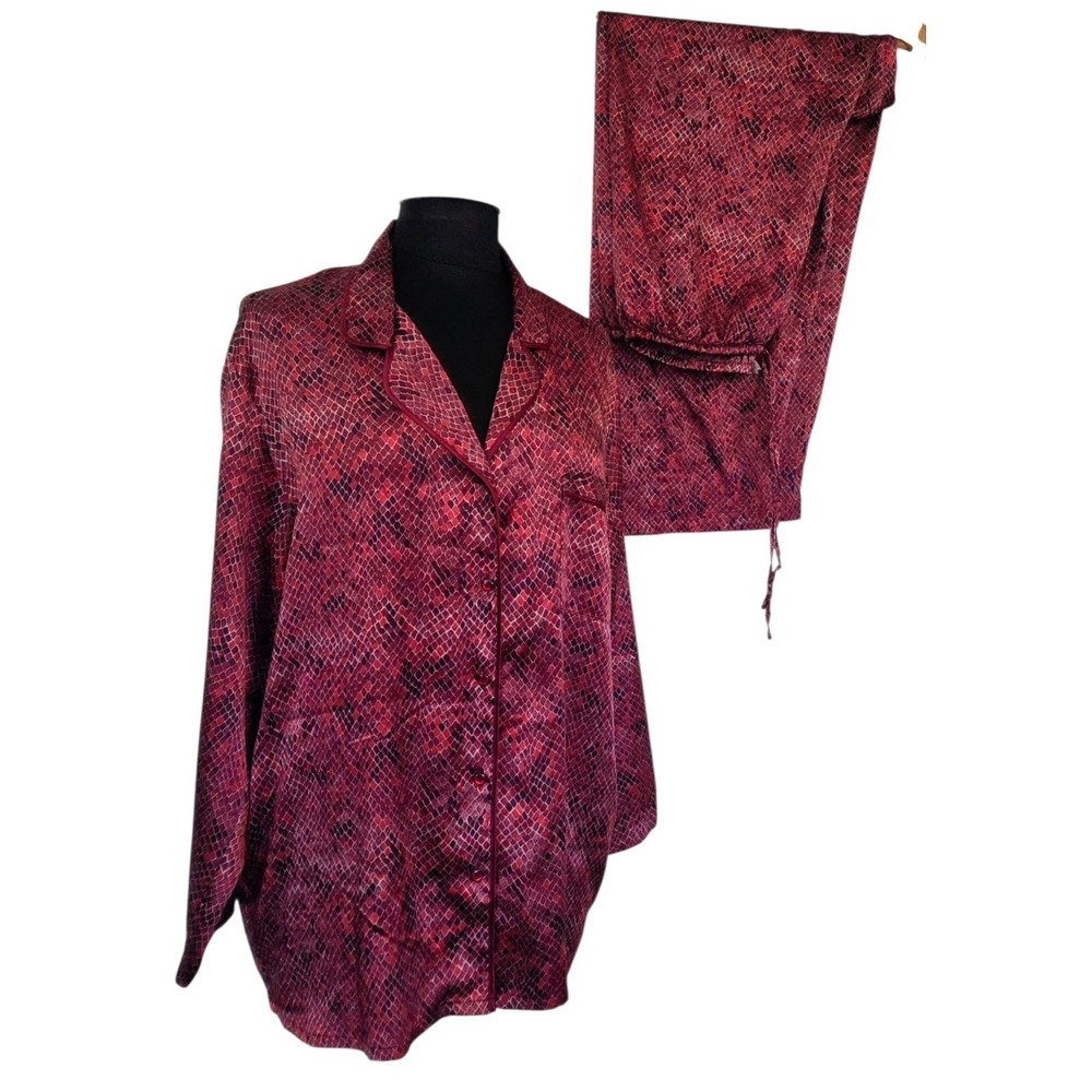 Vintage Y2K Victoria's Secret Snakeskin Design Sleep Shirt Top Pants Set Size L‎